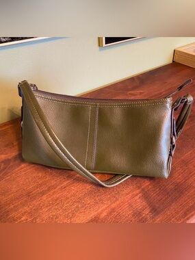Olive Green Leather Shoulder Bag